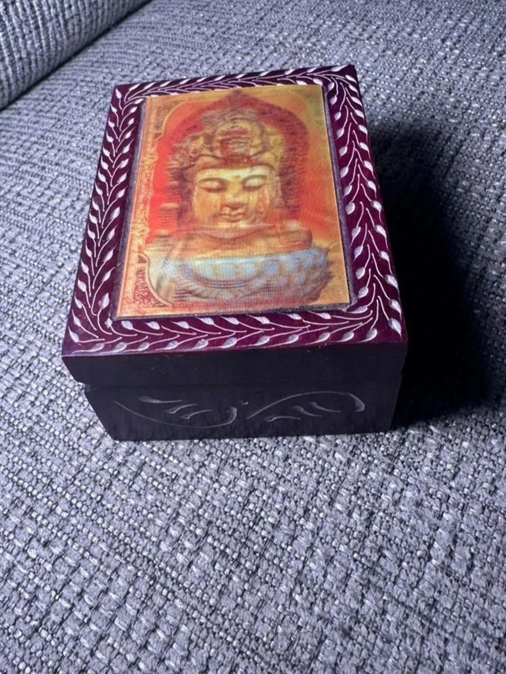 Handcrafted Purple and Gold Buddha Decorative Jewelry Box